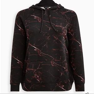 Torrid Comfy and Warm Black Marble Fleece Hoodie NWT 2X
